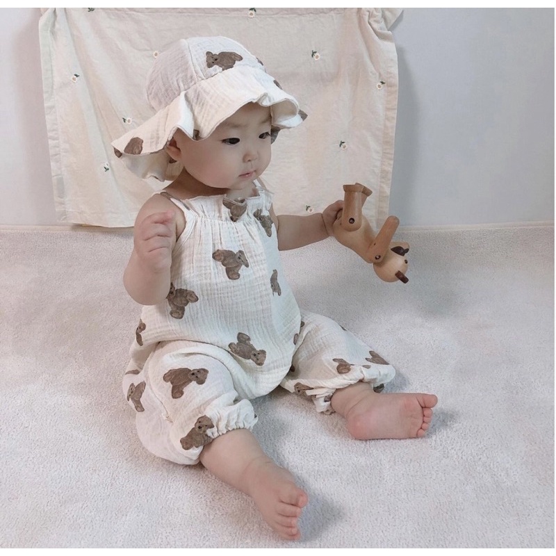 Teddy crepe overall bayi (H3)