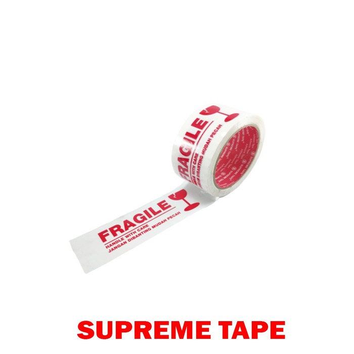 Lakban Fragile Merah Putih Suprame Tape 48mm x 70 yard - Lakban Murah