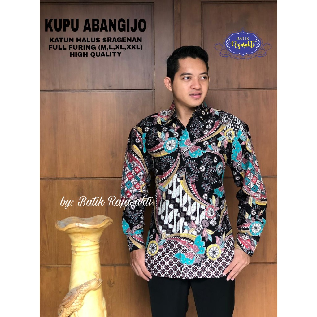 KUPU ABANGIJO RAJASAKTI KEMEJA BATIK SOLO PRIA LENGAN PANJANG LAPIS FURING ATASAN BATIK PREMIUM MODERN KATUN HALUS BAHUWIRYA  BANAMITRA BANAMITRA PUTIH BANGSAWAN BAYU PUTRA BERLIAN BIRU BHARATAYUDA BIMASENA BIRENDRA BIRU INDAH BRAHMAKERTA BRAHMAKERTA BIMA