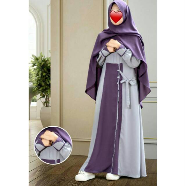 Gamis set zihana abu- ungu