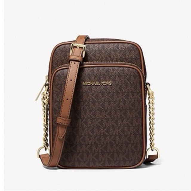 MICHAEL KORS MK Jet Set Travel Medium Logo Crossbody Bag Brown