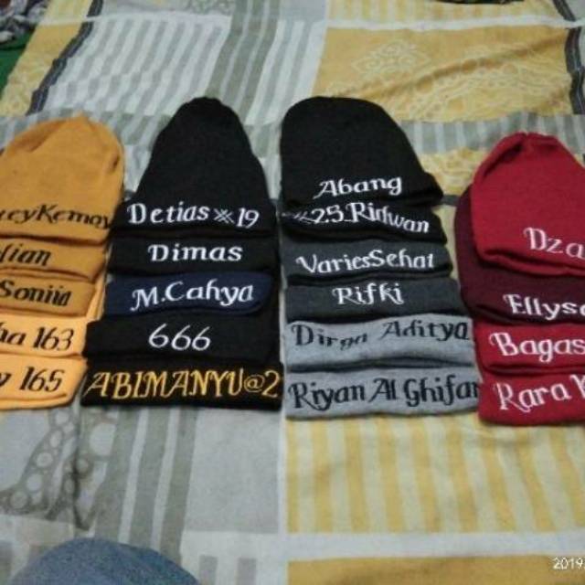 Kupluk beani bordir nama all size