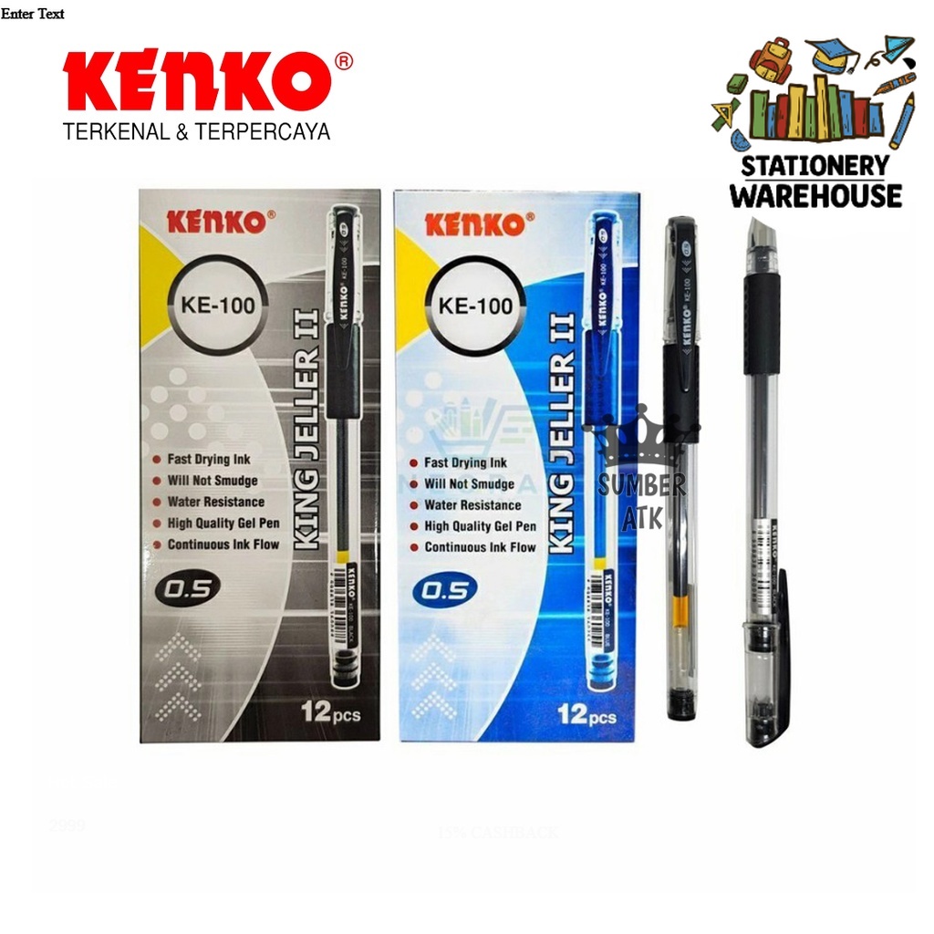 

Pulpen Gel Pen King Jeller II Kenko KE-100 Hitam Biru dan Merah