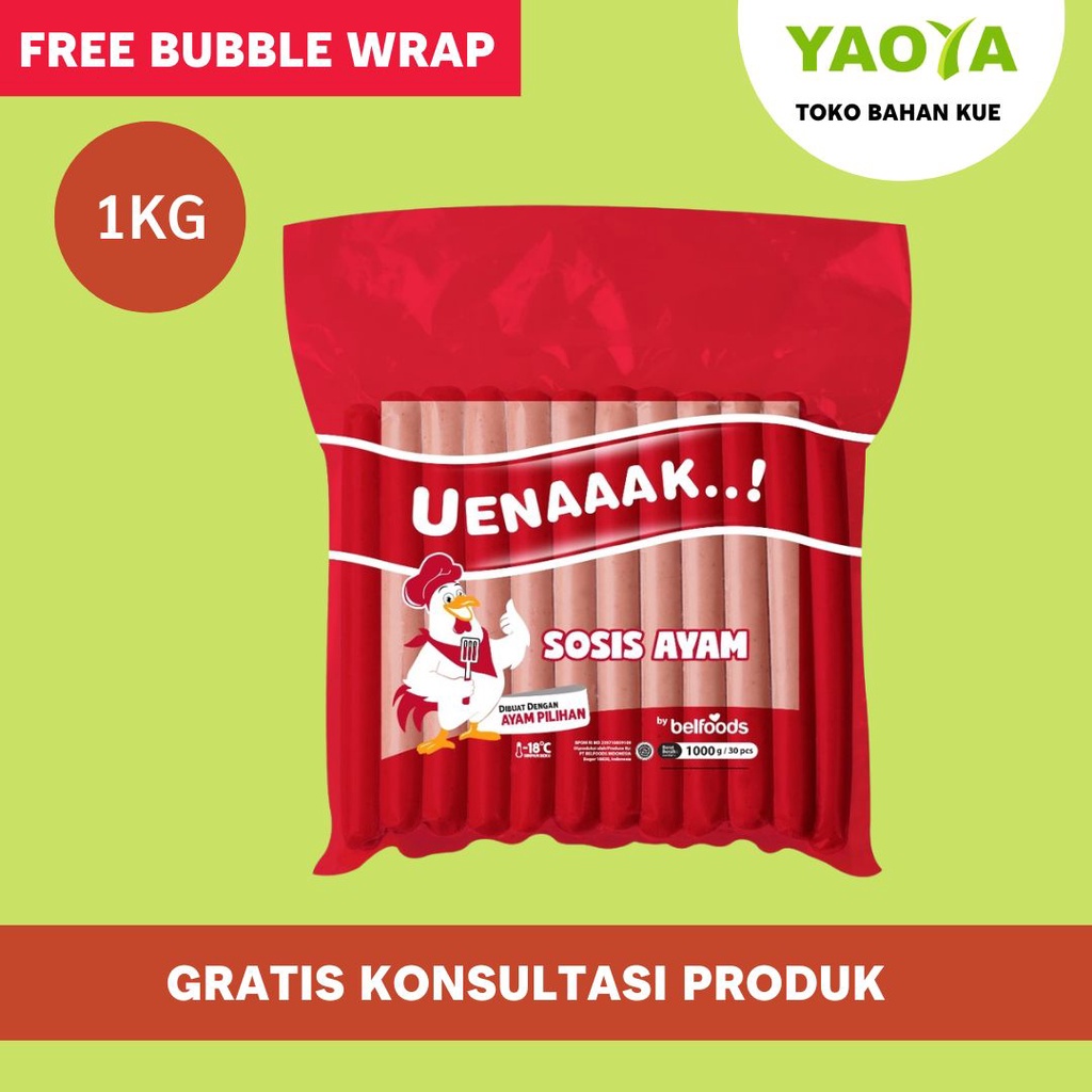 

BELFOODS UENAK SOSIS AYAM 950G / 30PC