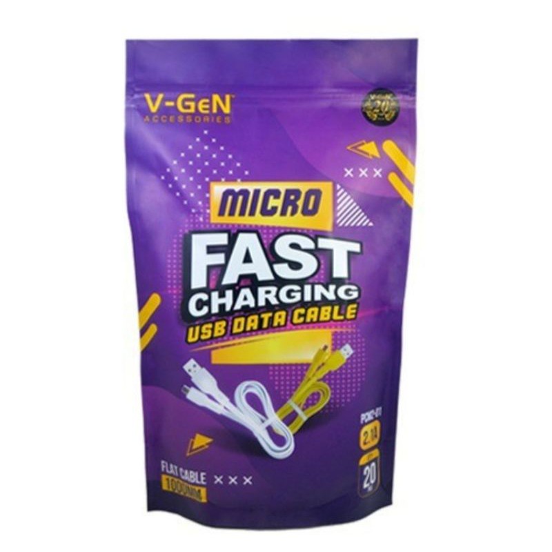 A_    Kabel Data Micro USB V-GeN PCM2-01 Fast Charging 2.1A 1 Pack isi 20pcs