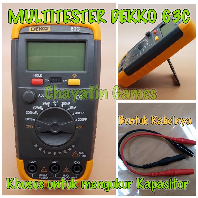 Multitester Avometer Tester Digital Merk DEKKO 63C Khusus Kapasitor