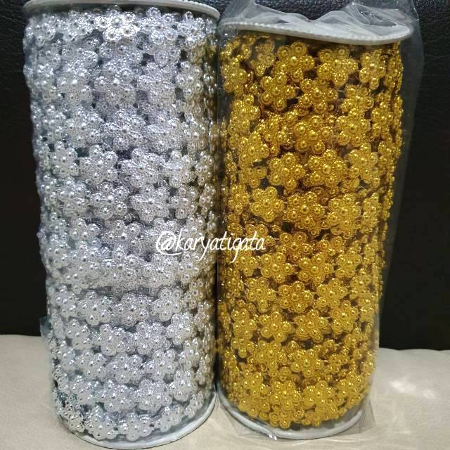 Aplikasi Renteng / Aksesoris / Variasi CK Melati 17 mm - Emas / Perak (25 Yard)