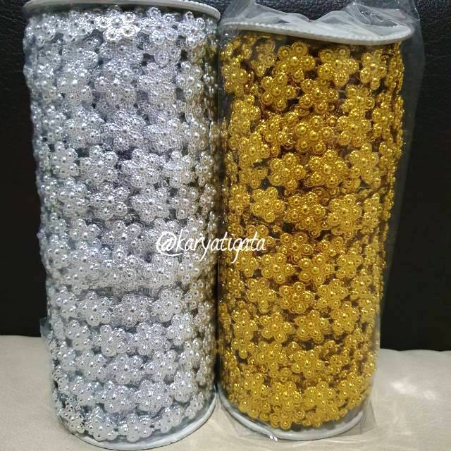 Aplikasi Renteng / Aksesoris / Variasi CK Melati 17 mm - Emas / Perak (25 Yard)