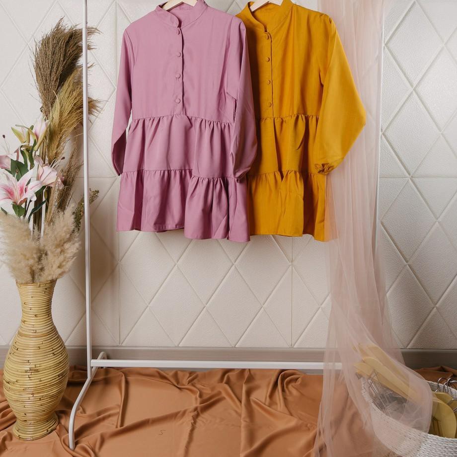 ✲ Baju Blus Wanita Atasan Blouse Dusty Pink Yellow Mustard Murah ✩