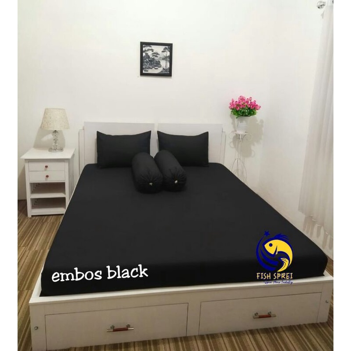 Grosir Sprei Termurah Embos Black/Sprei Polos Black/Sprei Polos Hitam ukuran 90/100/120/140/160/180/