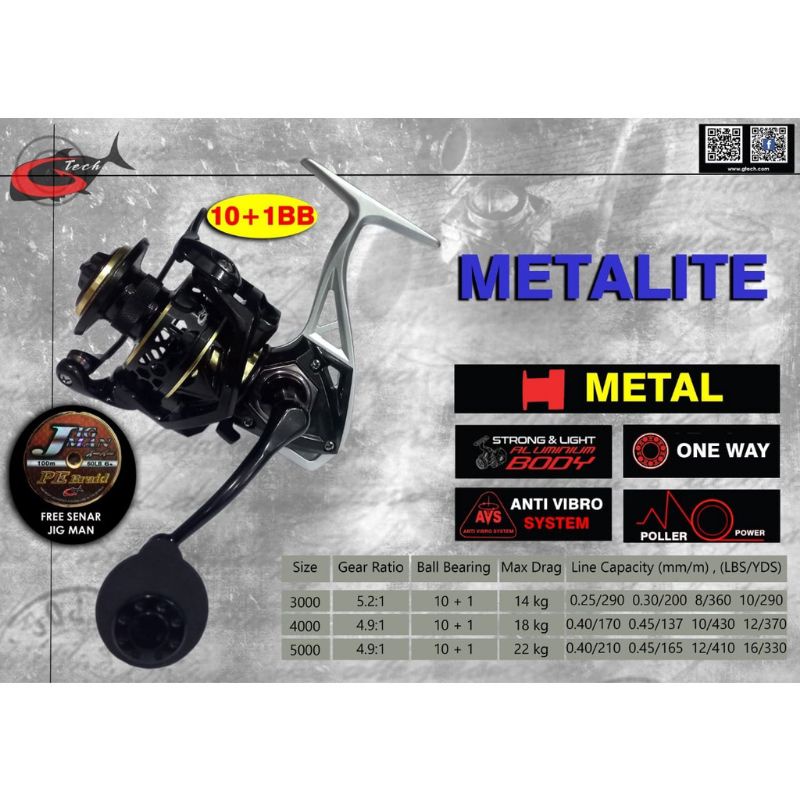 Reel Spinning G-Tech Metalite 3000 4000 5000
