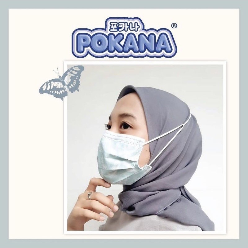 MASKER POKANA 3 PLY HEADLOOP SURGICAL FACEMASK ISI 30 PCS MOTIF BUTTERFLY