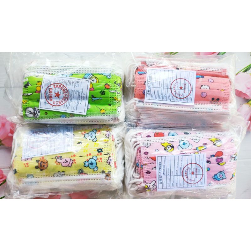 MASKER ANAK BTS 3 Ply / MASKER BTS ANAK / MASKER KARAKTER BTS BT21 / MASKER ANAK KARAKTER BTS BT21