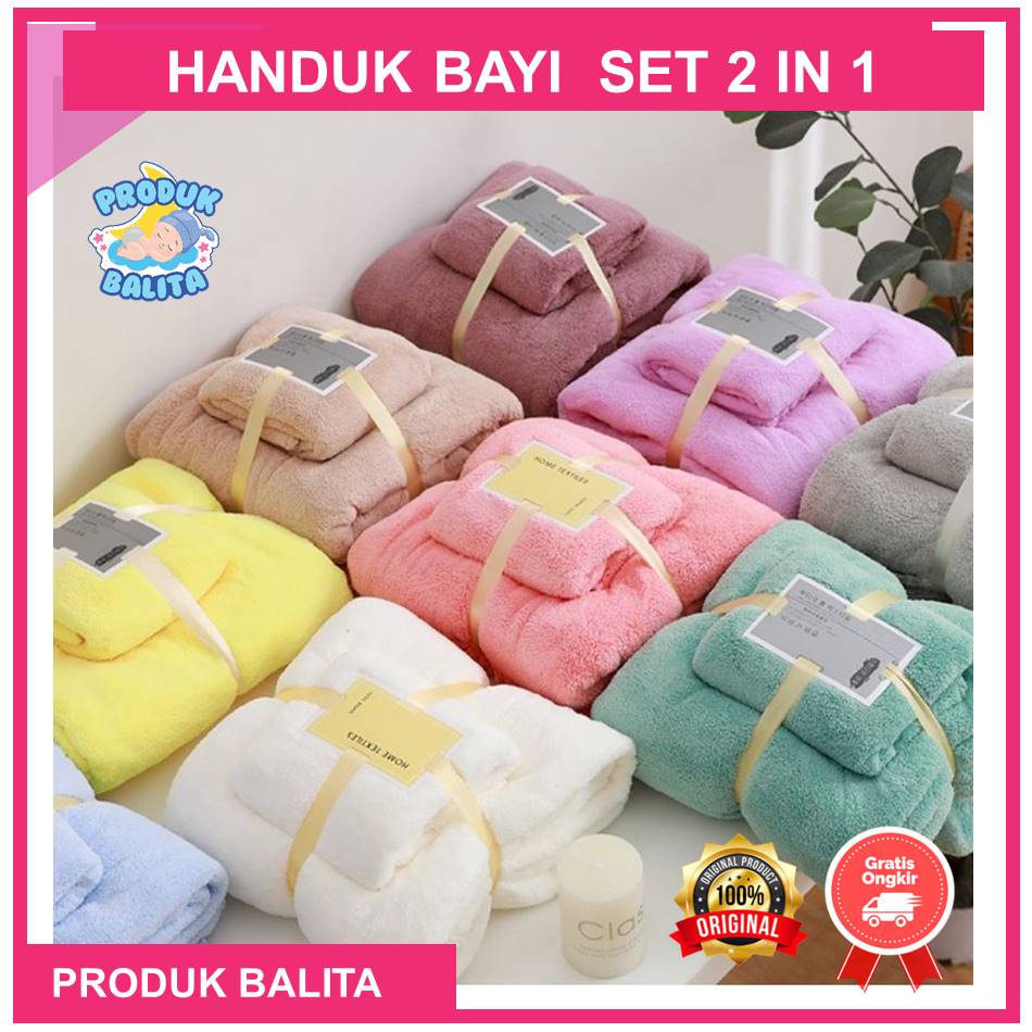 Handuk Mandi Set 2 In 1 Murah Catton Towel Handuk Import Microfiber Lembut Halus Good Quality