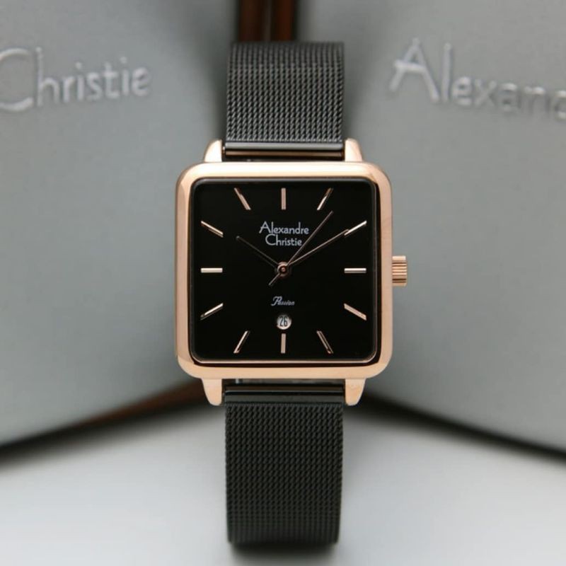 Jam Tangan Alexander Christie Wanita original rosegold black ac2869