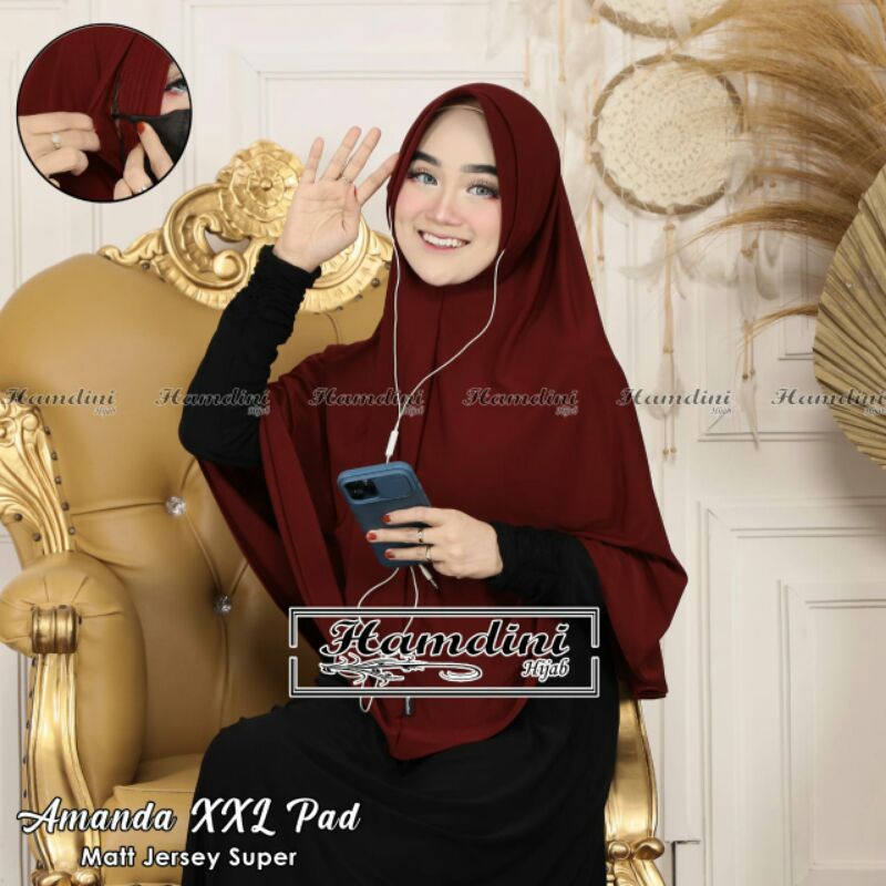 Jilbab Bergo Instan Amanda Pad XXL Jersey Original Hamdini Hijab-2
