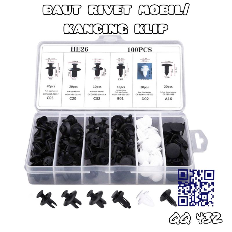 [New Item] Baut rivet mobil universal car klip kancing dashboard mobil push pin fasteners clip bumper paku rivet aksesoris mobil Toyota Honda Mitsubishi Suzuki Nissan
