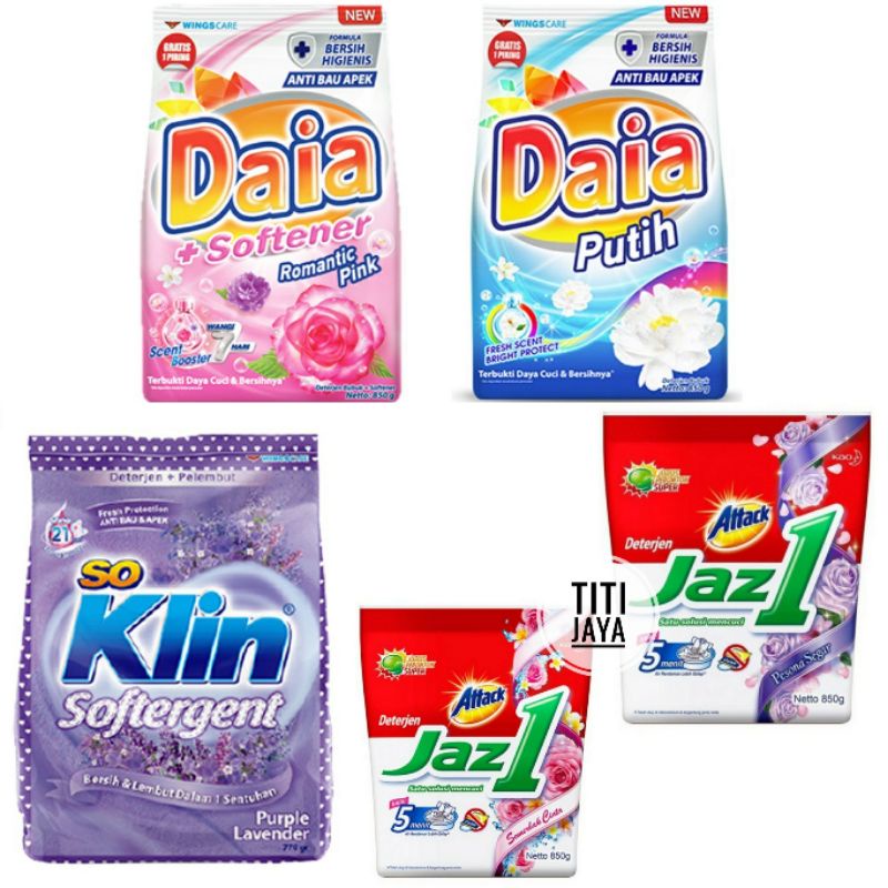 SOKLIN DETERGENT SABUN CUCI POWDER BUBUK DAIA ROMANTIC PINK PIUTIH BIRU 850GR SOLKLIN SOFTERGENT PUR