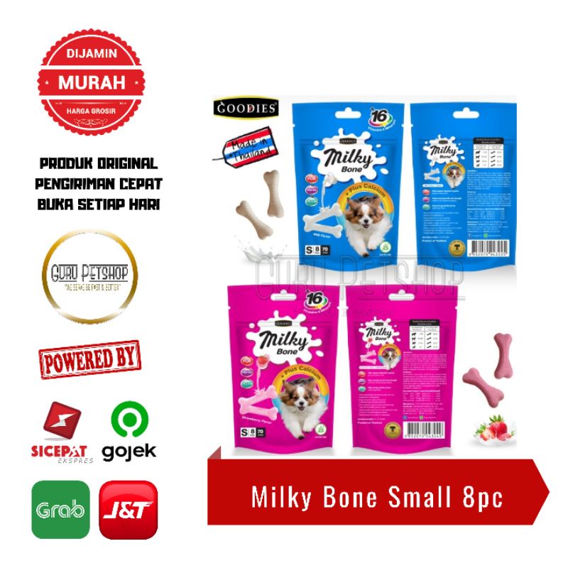 Goodies Milky Bone Calcium Small 70gr Snack Anjing Dental Bone