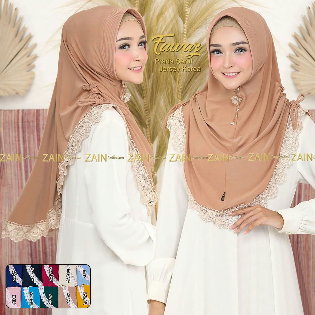 Jilbab Serut Bergo Fawaz Renda Prada Premium Jersy Quality / Jilbab Instan / Hijab syari