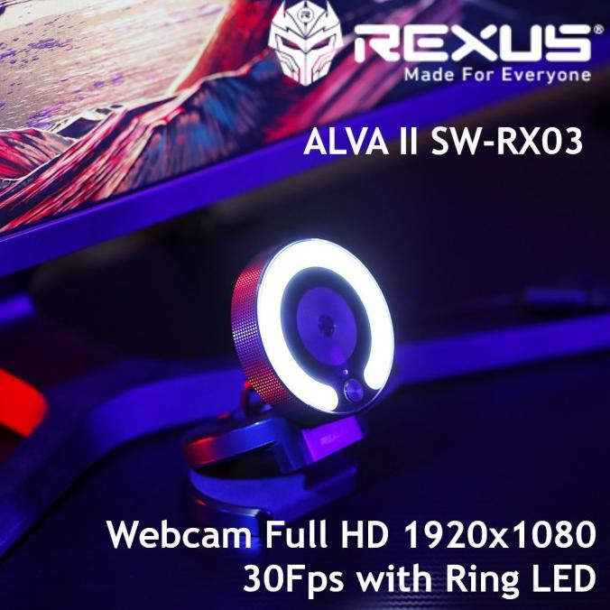 WEBCAM CAMERA REXUS ALVA II SW-RX03 FHD 1080P 30FPS WITH MIC RING LIGHT