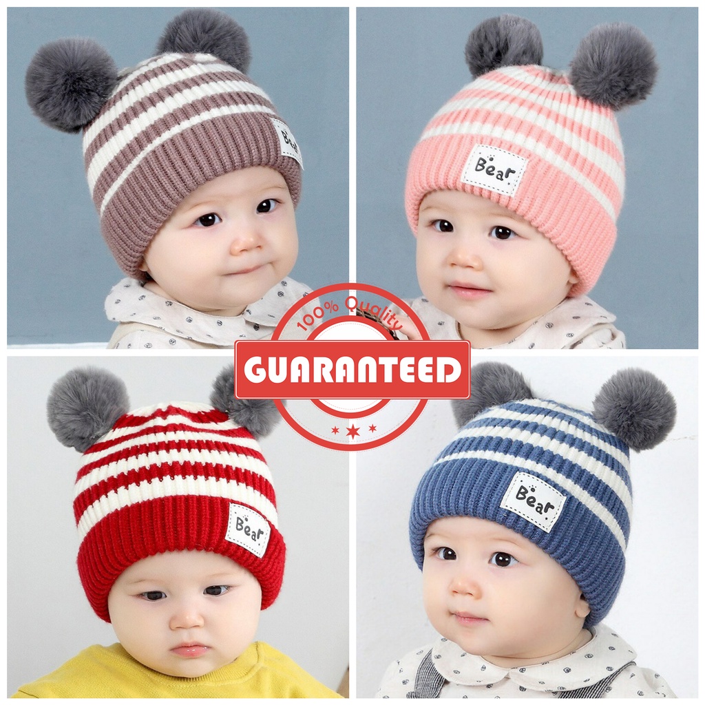 Kupluk Bayi &amp; Anak Custom Bordir Nama Laki Laki Perempuan Karakter Bear