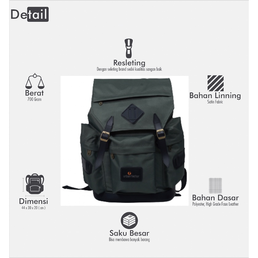 BRAIN STROM ARMY |ManNeedMe x URBAN| Tas Ransel Punggung Pria Wanita Backpack Kuliah / Kerja ORI