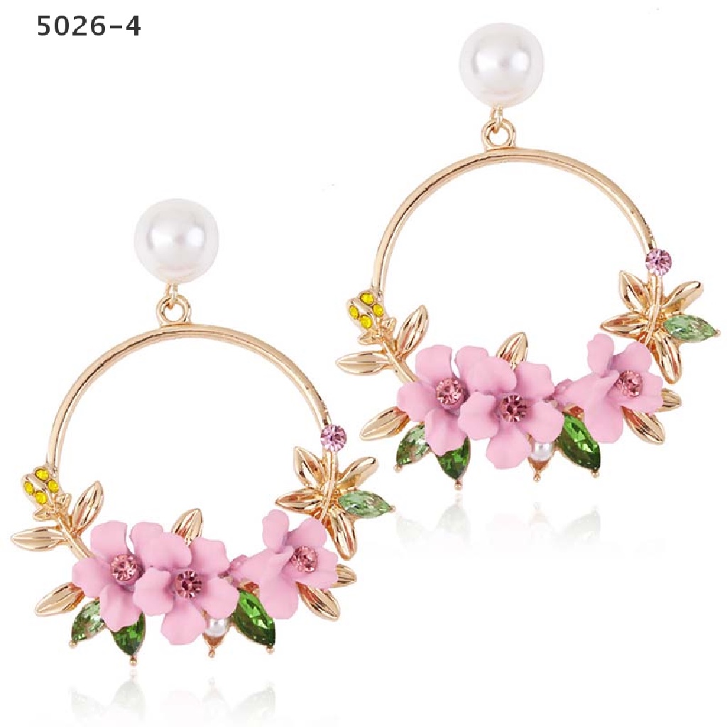 5026-4 Women Charm Flower Drop Dangle Earrings Jewelry Ear Studs Wedding Jewelry Gift 5026-4