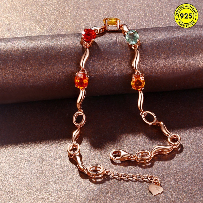 Wave Pattern Five-Color Gem Bracelet Fashion Micro Inlay Color Crystal Bracelet Five-Color Crystal Bracelet