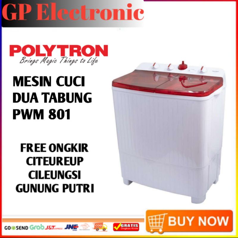 MESIN CUCI POLYTRON 2 TABUNG/POLYTRON PWM-801 8KG