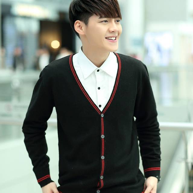 Cardigan Rajut Pria Korea Keren 100% Cotton Bisa Custom Ssesuai Keinginan