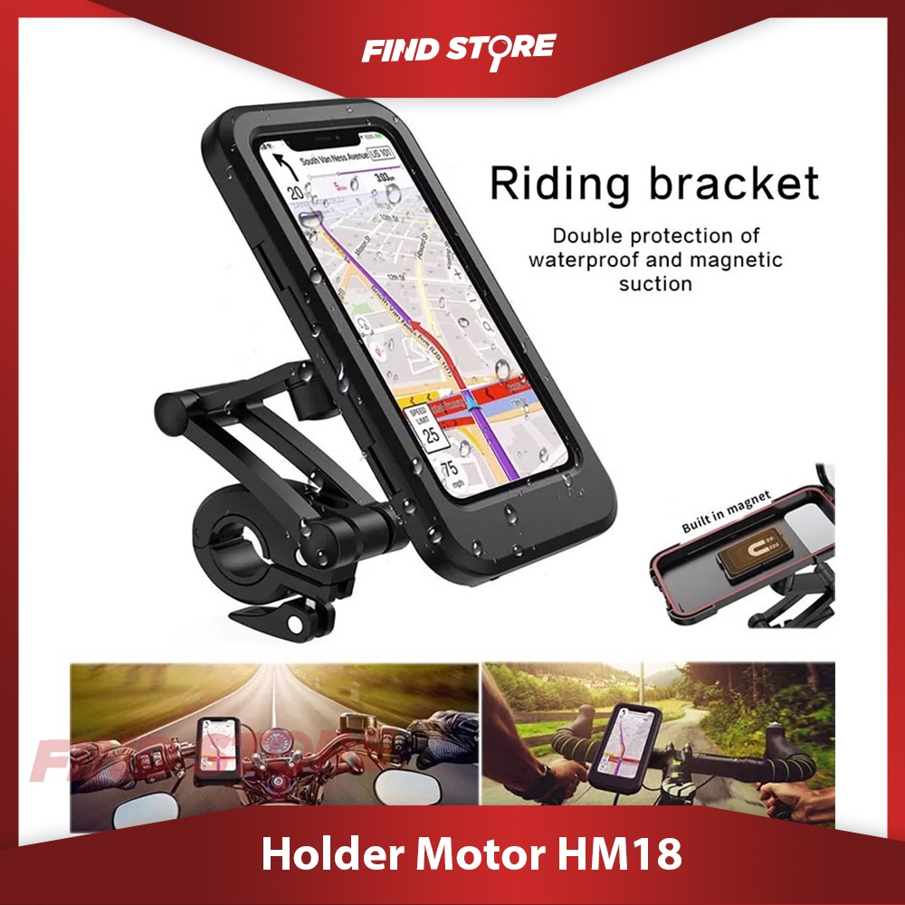 Holder Motor Handphone Stang Magentic Waterproof Universal HM18