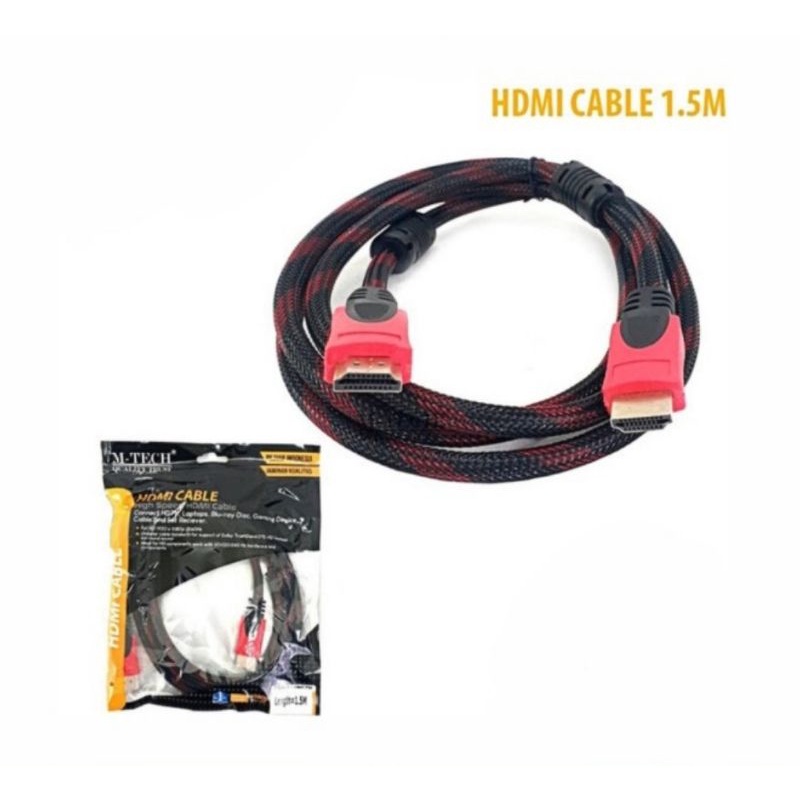 KABEL HDMI 1,5M SERAT JARING HDMI TO HDMI KE HDMI 1080P V1.4 3D HQ