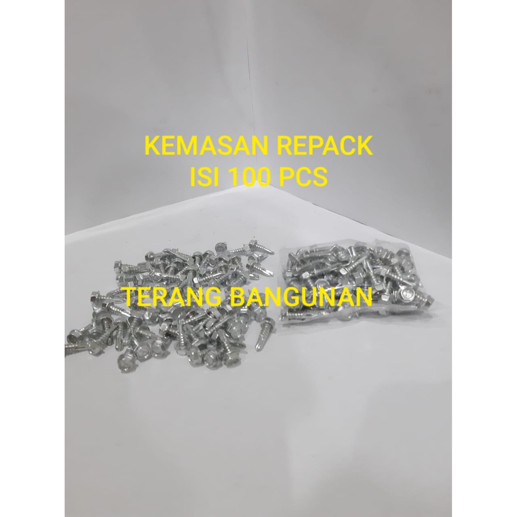 BAUT ROOFING BAJA RINGAN 2 CM X 8 MM ISI 100 PCS / SEKRUP ROOFING