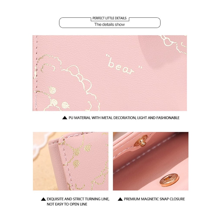 ASIN829 Dompet Lucu Dompet Lipat Import Karakter Motif Bear D238 Dompet Lipat Mini Wanita Motif Animal Cute Fashion Wanita Import AccFashionMurah