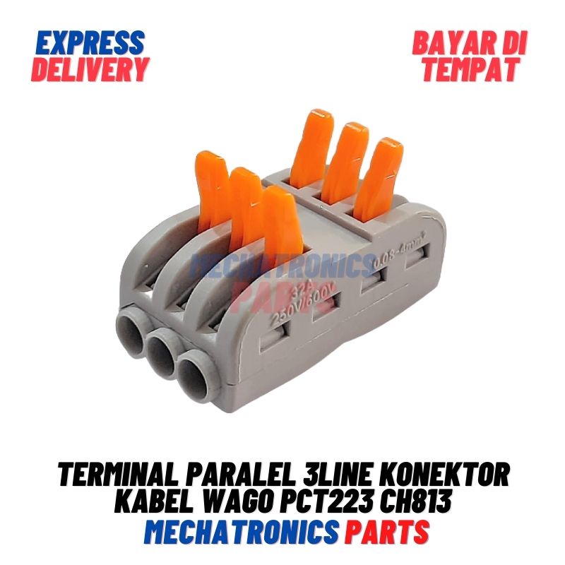 TERMINAL PARALEL 3LINE KONEKTOR KABEL WAGO PCT223 CH813