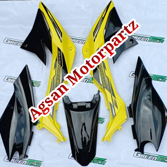 Cover body set klx 150 dtracker new hitam kuning original kawasaki