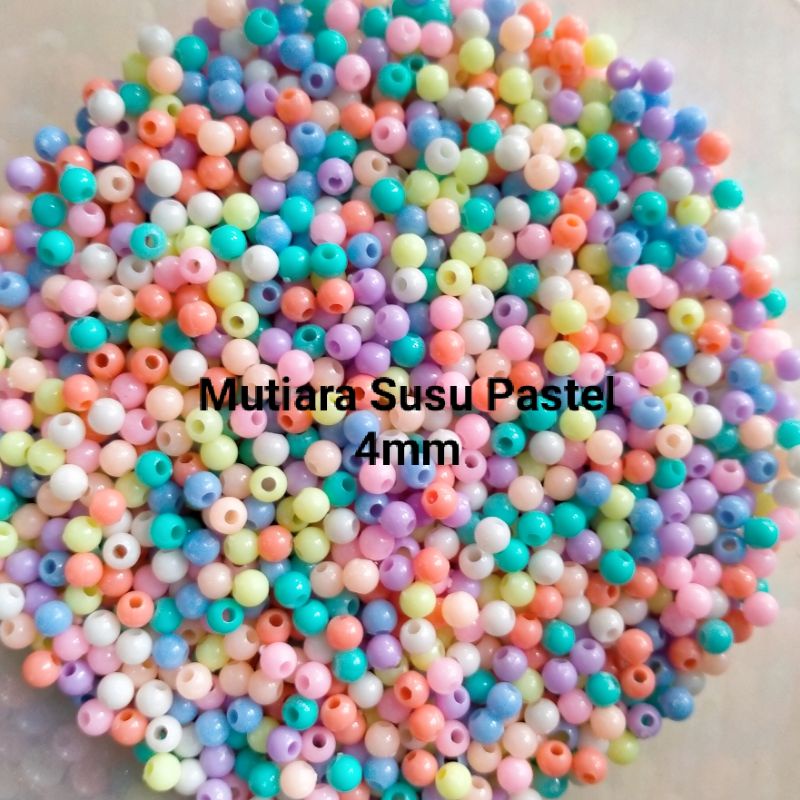 Manik Mutiara Bulat Susu Pastel 4mm Mix - 10 gram