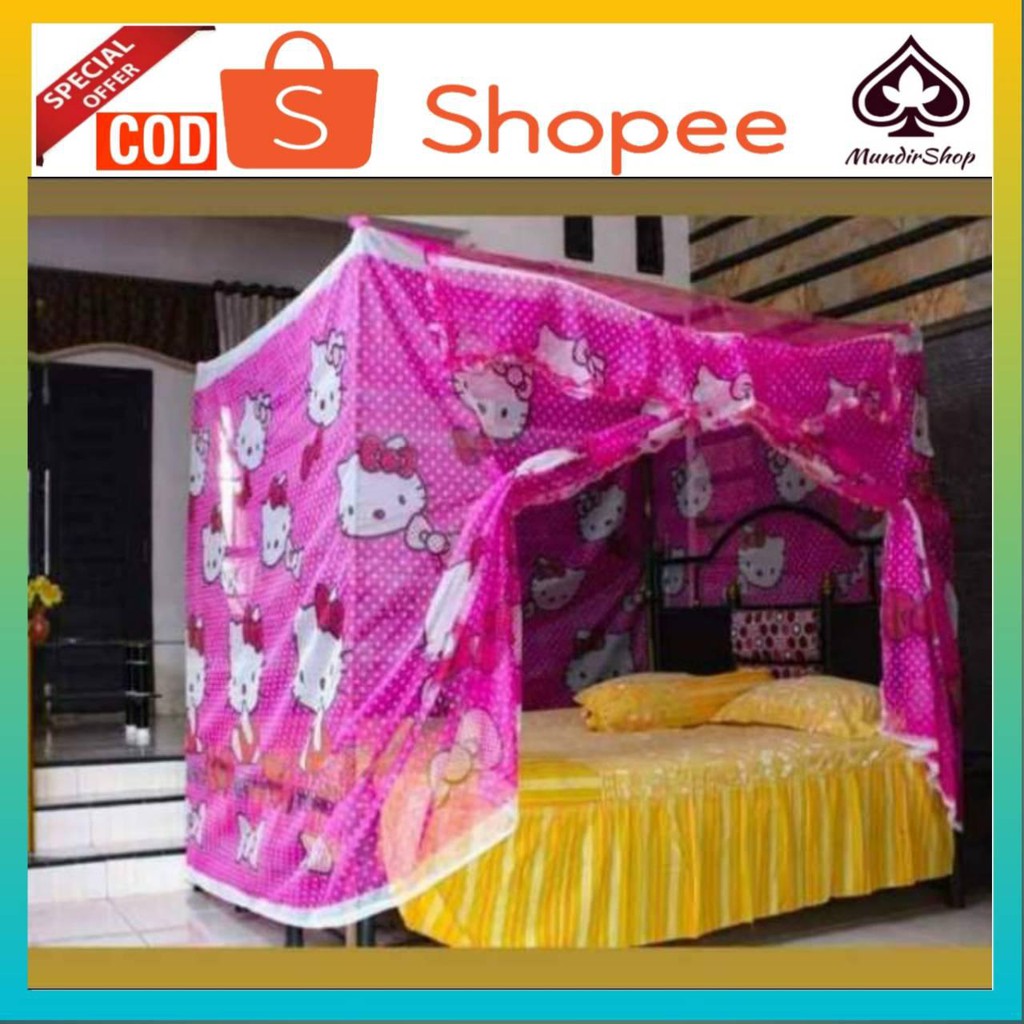Kelambu anti nyamuk klambu kamar tidur dewasa kotak lipat gantung motif karakter kartun