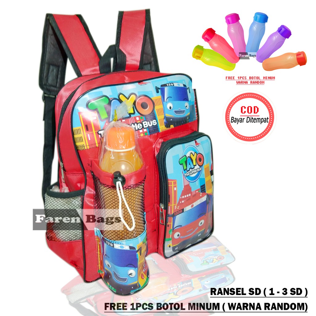 Tas Sekolah Anak laki-laki Free Botol Minum Tas ransel Anak SD Tas Anak SD Cowok