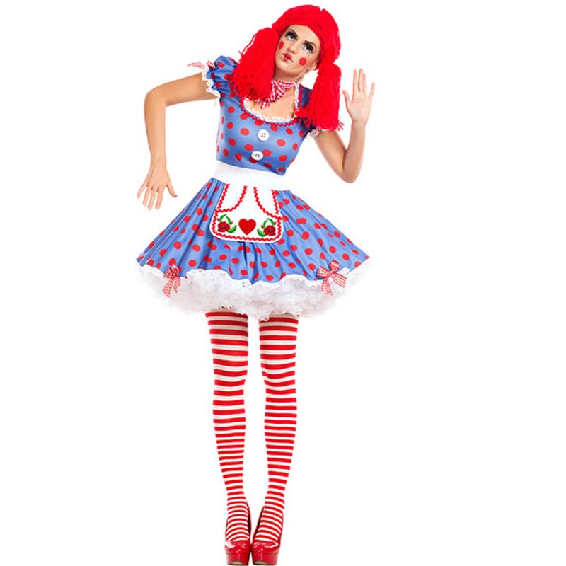 PREORDER Halloween Karnaval Kostum Badut Pesta Lucu Wanita Dewasa Pakaian Kostum Badut Sirkus Wanita