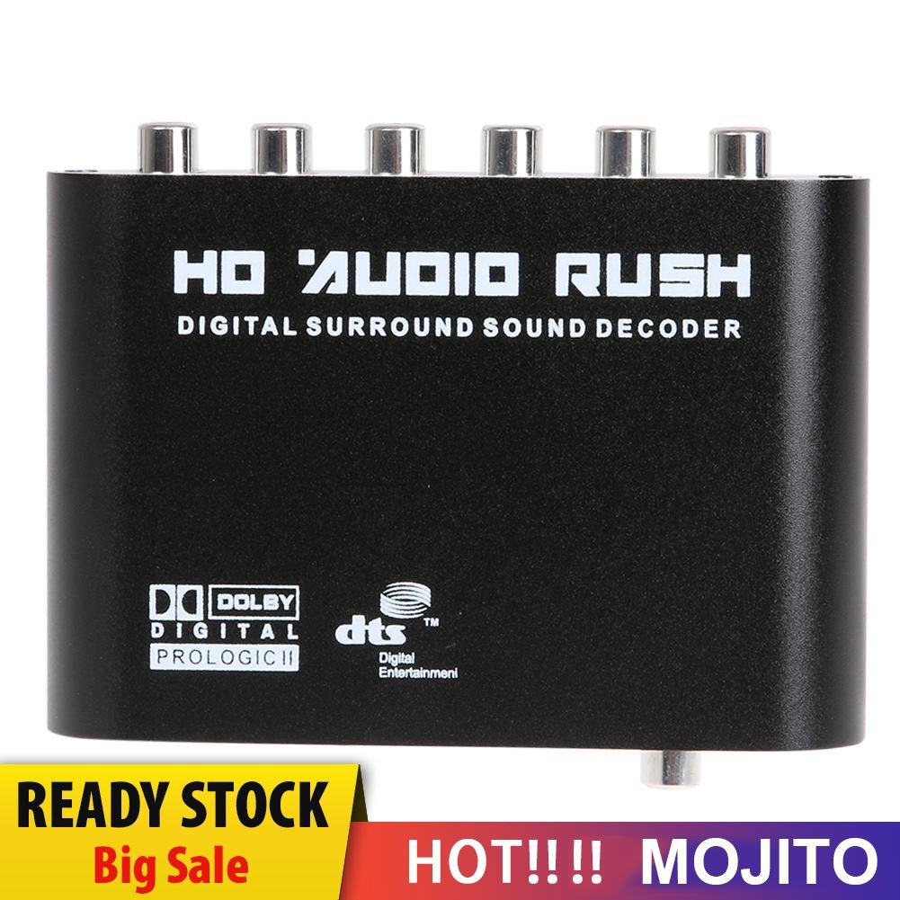 MOJITO 5.1 Audio Rush Digital Sound Decoder Converter - Optical SPDIF/ Coaxial AC3 DTS to 5.1CH Audio RCA