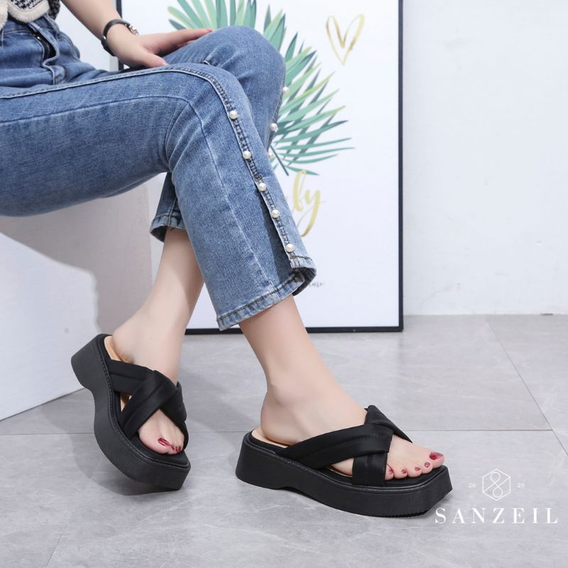 DDXX0079 Wedges Sandal Wanita Fashion Import CAMILLE Slip On Ready Jakarta Bisa COD (WIth Box)