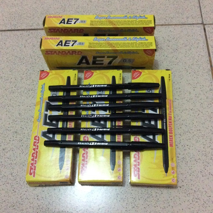 Pulpen Hitam Standard Ae7 12 Pcs /satu pak - Bolpoin Bolpen Standart Standar Atk