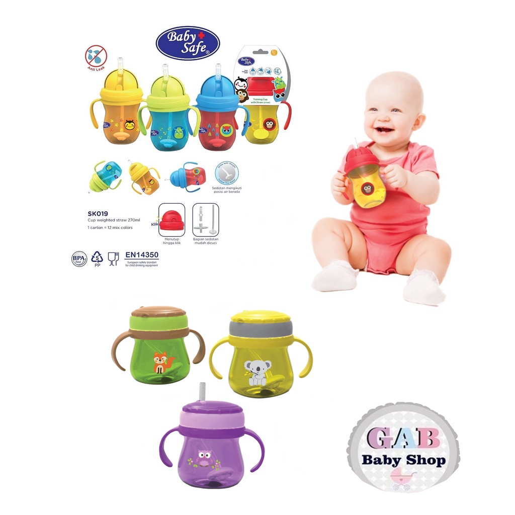 Baby Safe Training Cup Weighted Straw SK019 JP019 Botol Minum