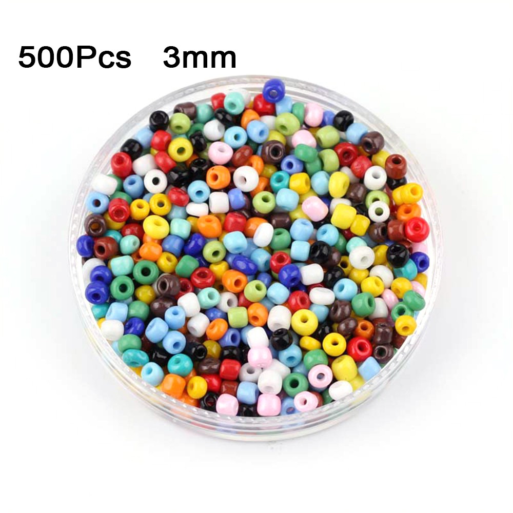 500pcs Manik-Manik Warna Campur Ukuran 3mm Untuk Membuat Perhiasan Kalung Gelang Dan Anting