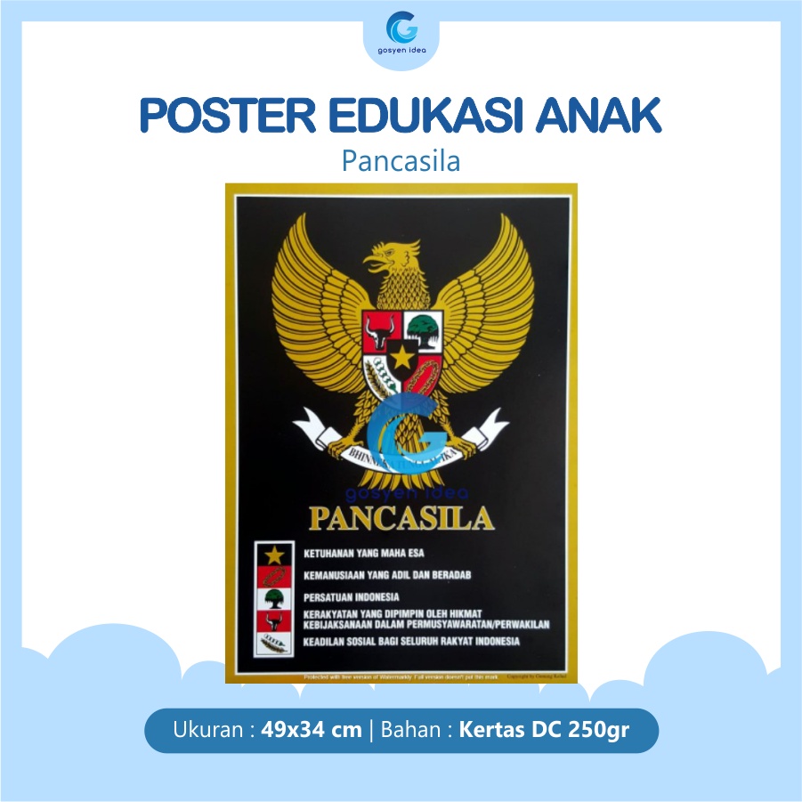 Poster Dinnding Pendidikan Edukasi Anak Belajar Gambar Garuda Pancasila Besar