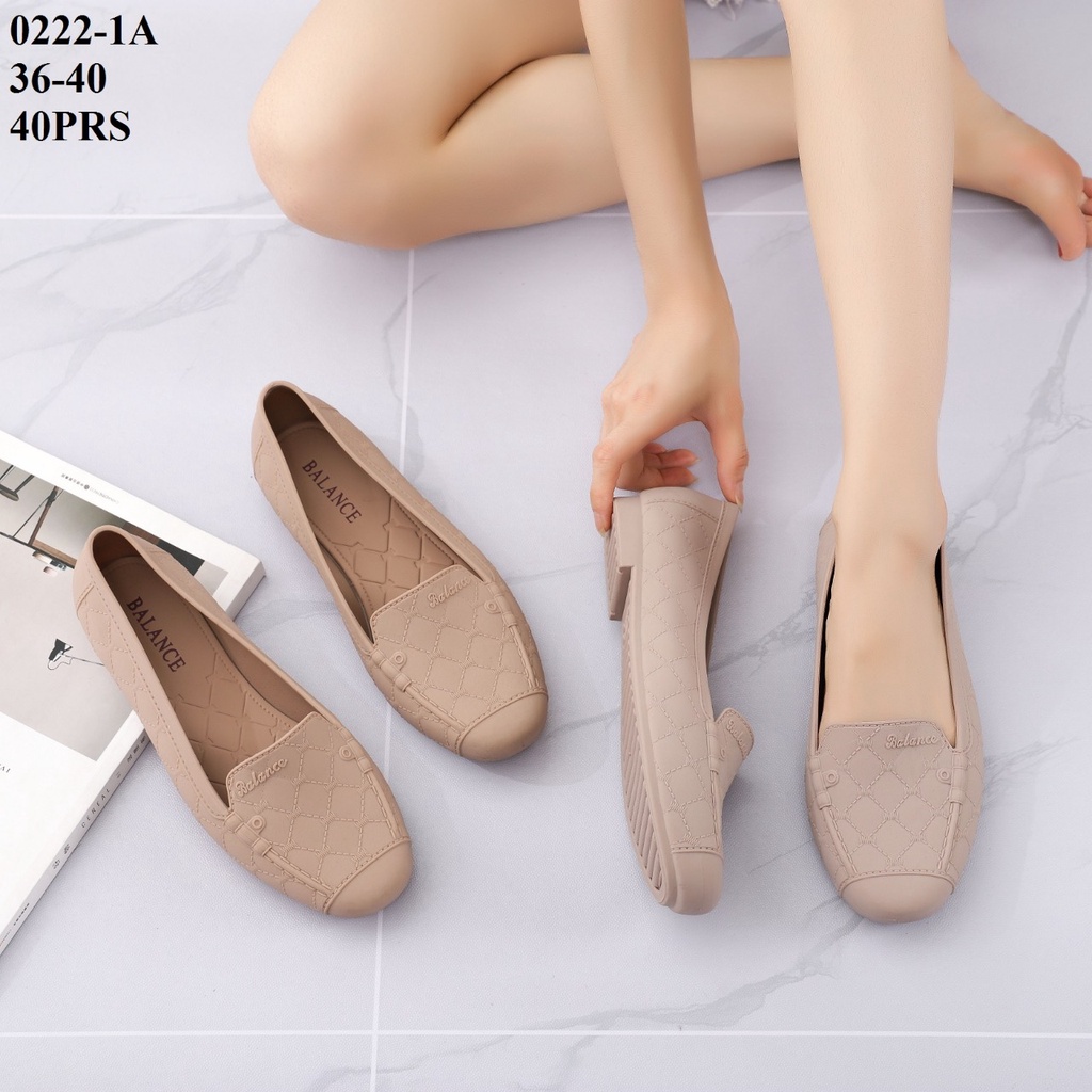 Sepatu Flat Jelly Shoes Karet Lentur Wanita Perempuan KNIT BALANCE Murah