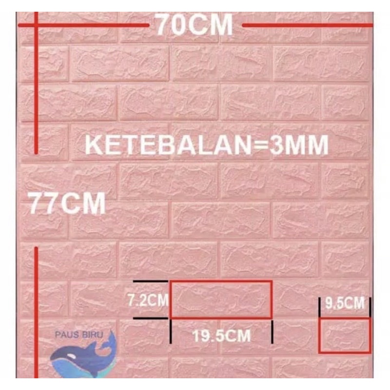Wallpaper Dinding 3D Foam Motif Batu Bata-1