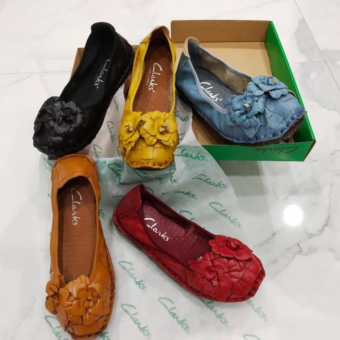 Ready# Sepatu Wanita Clarks Flower Flat - Hitam, 36